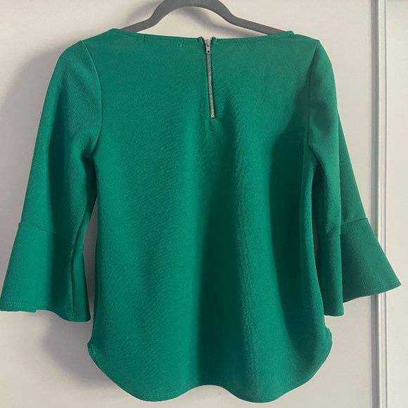 ⚡️ 2 for $22 ⚡️ Winners - Green 3/4 Sleeve Blouse - Picture 4 of 4